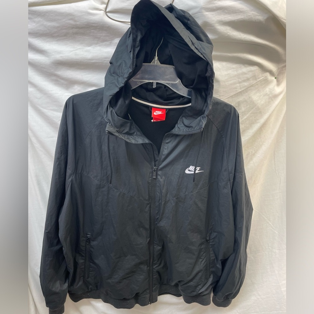 Nike Charcoal Hooded zip front wind breaker Jacket men sz XXL